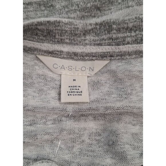 NEW Caslon V-Neck Gray & White Striped Knot-Front Tee/Sz., M - Picture 5 of 6